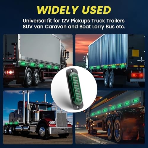 Oval Marker Lights,12V 24V 3” Side Clearance Light Aluminum Housing Green