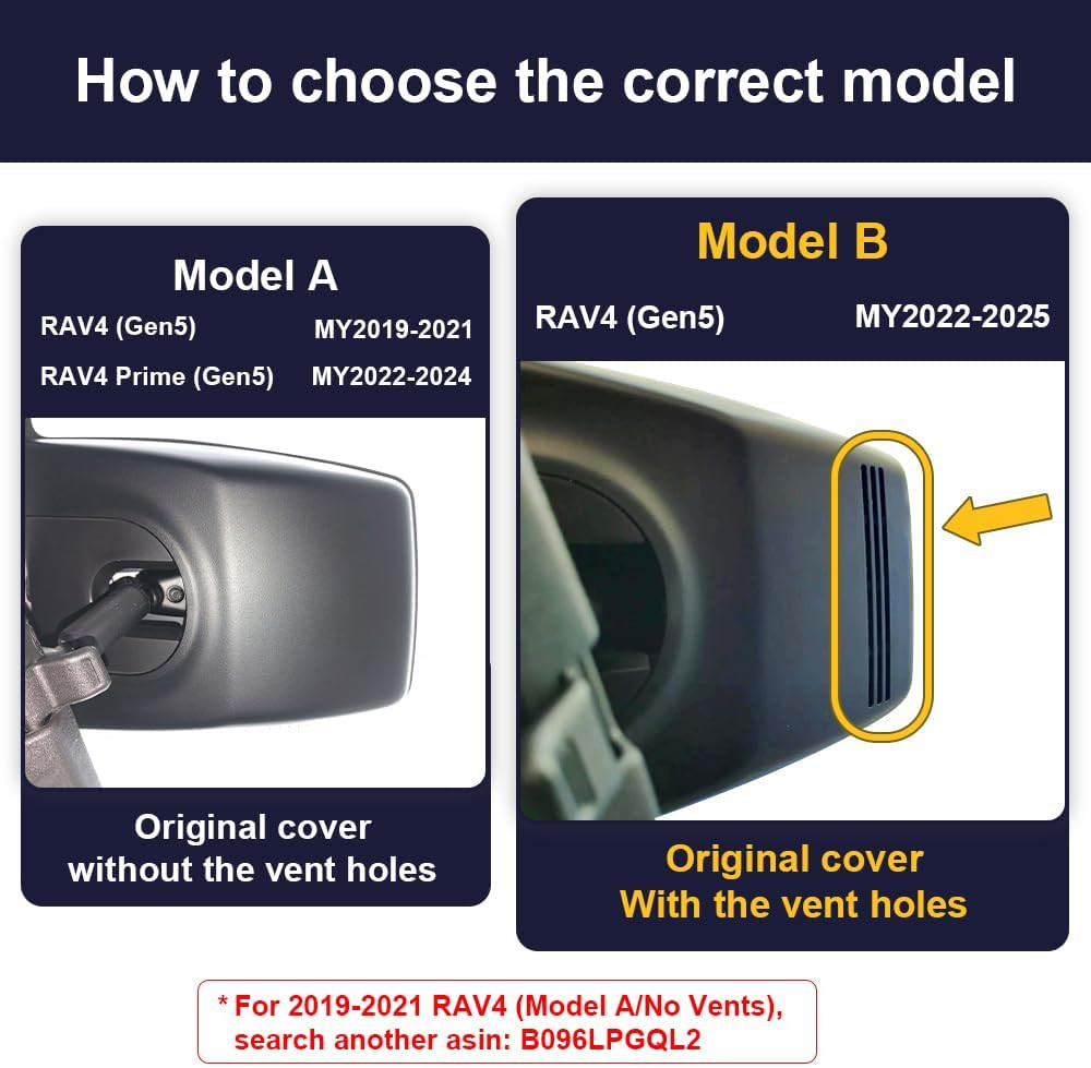 4K Dash Cam Suitable for Toyota RAV4 2022-2025 (Model B/With Vent Hole on Cover)