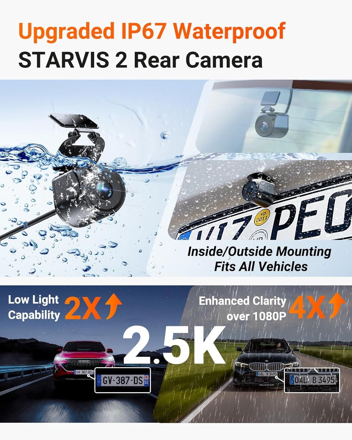 N4 Pro S 4K Triple Channel Dash Cam with Night Vision, GPS, Wi-Fi, Voice Control