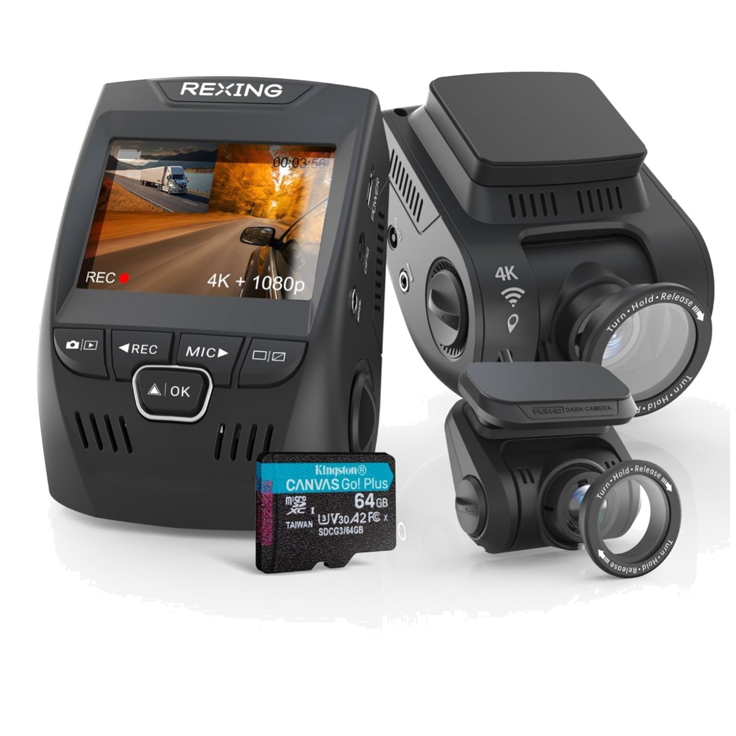 V1P SE 4K Dual Dash Cam with GPS & Wi-Fi | 512GB Support