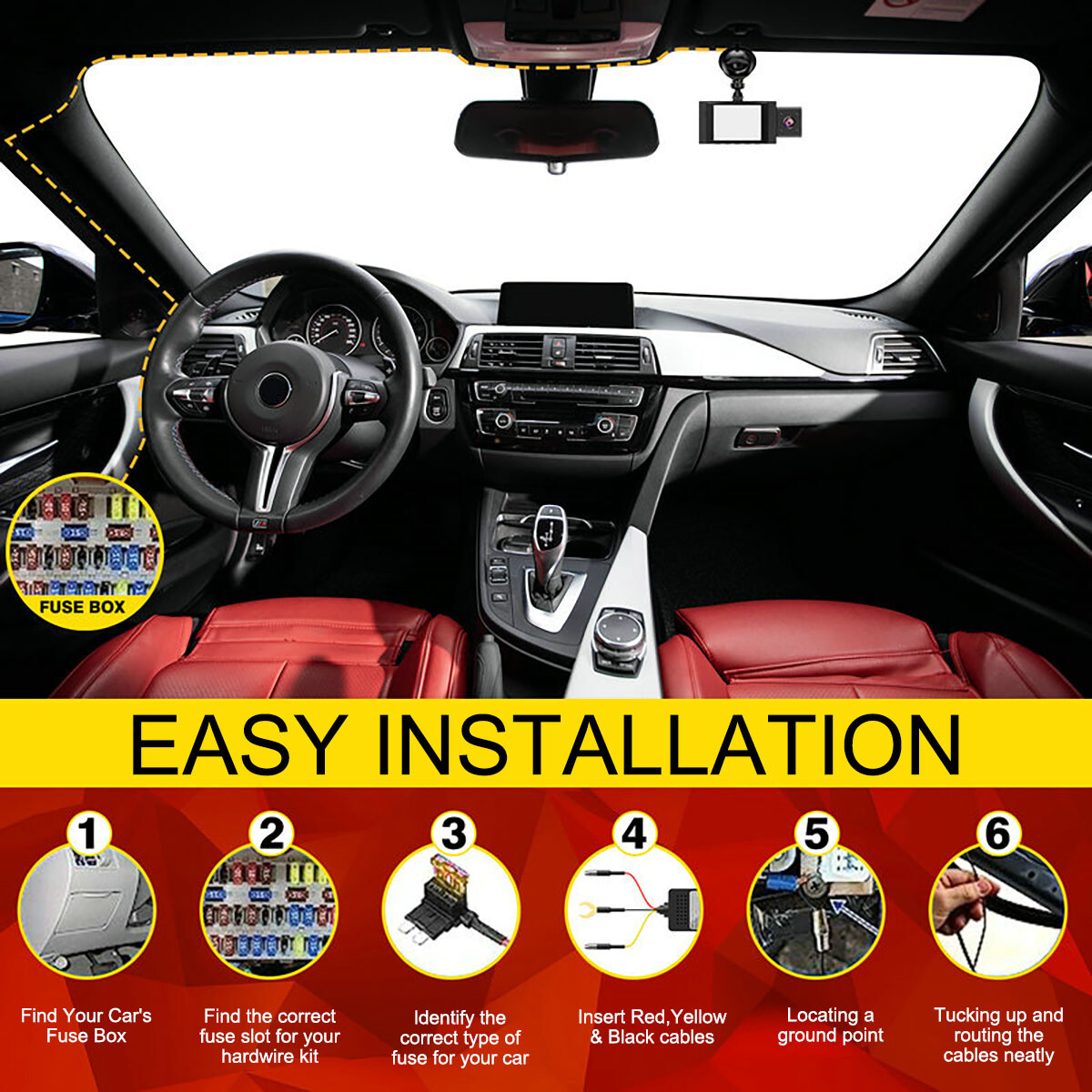 Car Dash Cam Hardwire Kit For Fuse 12-24V to 5V/3A Type C Port Hard Wire Cable