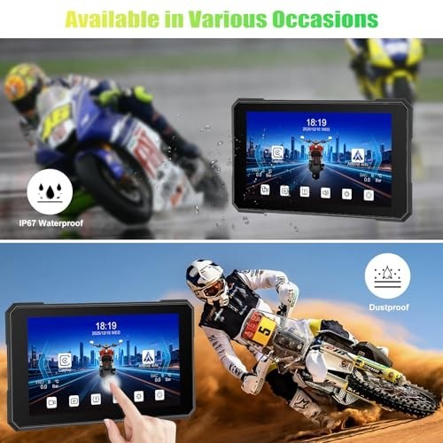 5″ Waterproof CarPlay Screen with 1080P Dash Cam, Bluetooth, WiFi, GPS Navigatio
