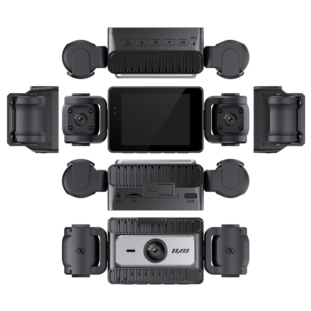 4 Channel Dash Cam 360° Dash Camera HD 1080P 4 Lens Driving Recorder w/32G Card