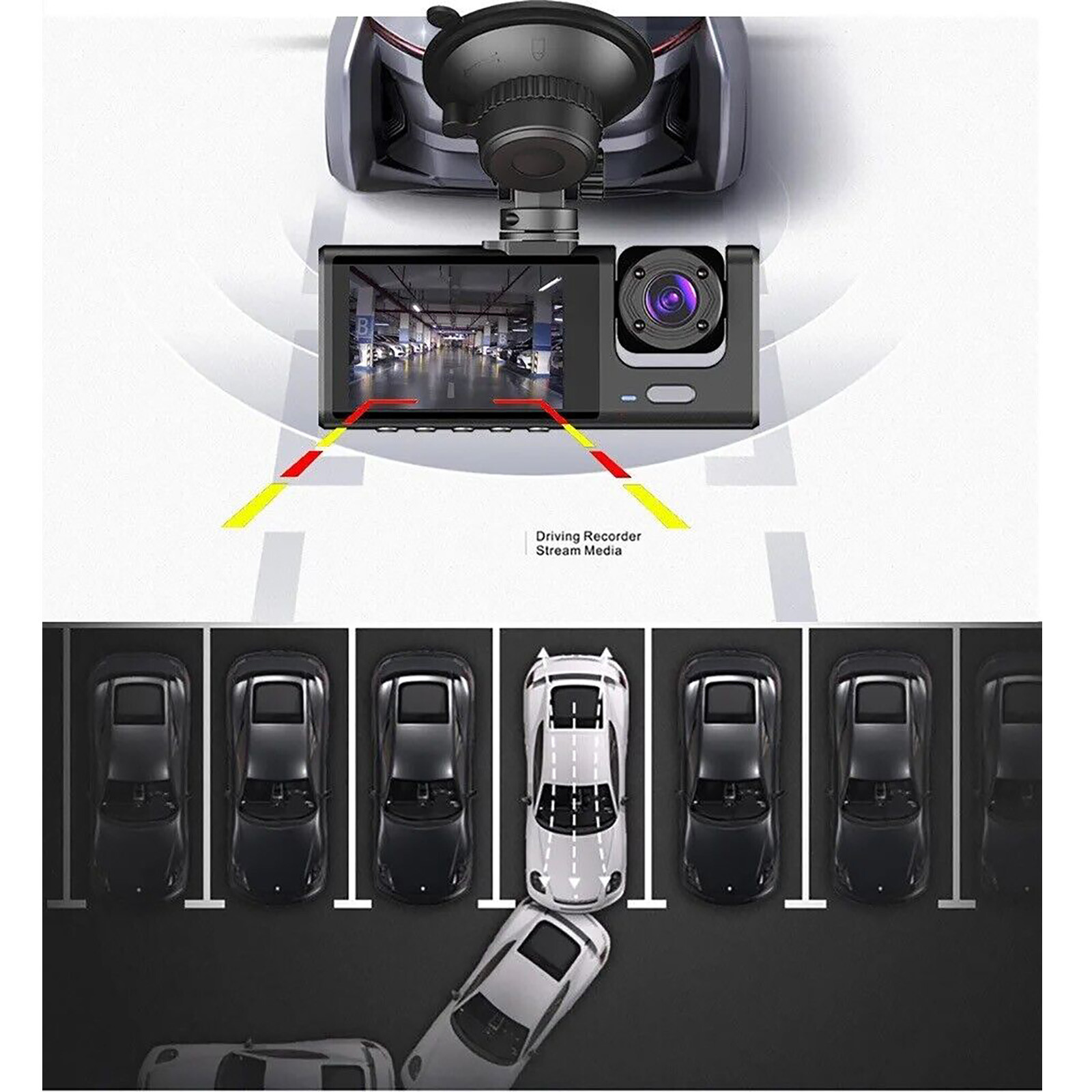 HD 1080P Dual Lens Car Dash Cam Front/Rear/Inside Video Recorder Camera G-sensor