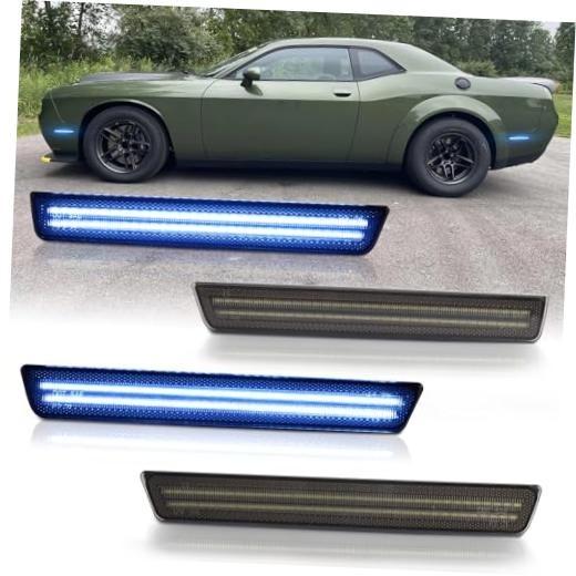 Front Rear Side Marker Lights Replacement for Dodge Challenger 2015-2024 Blue