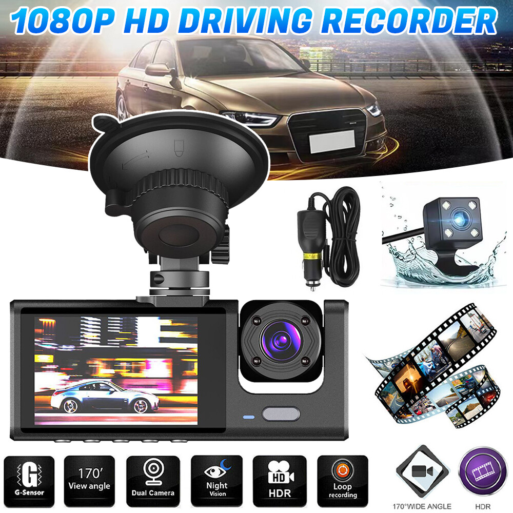 Mejor Camara De Seguridad FHD 1080P Para Carros De 360° Cámara De 3 Canales