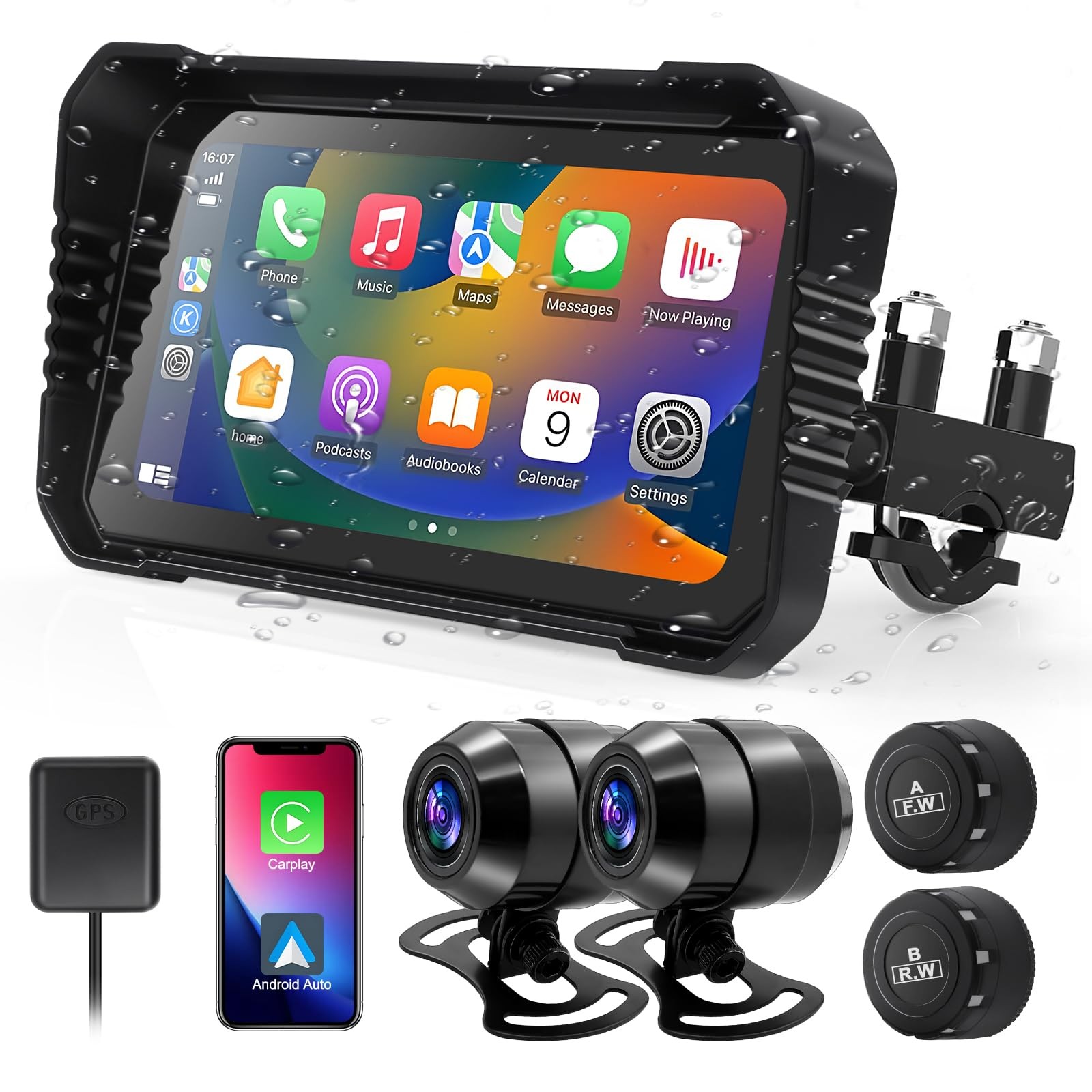 Motorcycle Carplay Support Wireless CarPlay & Android Auto, 6.25’’ Waterproof…