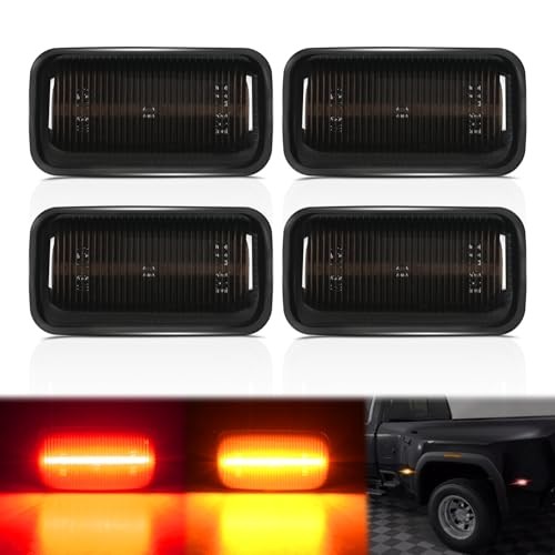 Fender Side Marker Lights 4 PCS Smoked Amber/Red -Silverado/Sierra 2015-2020