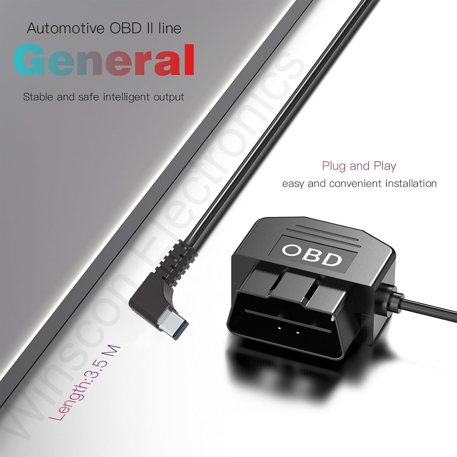 Dash Cam OBD Hardwire Kit, Dash Camera USB Type C Hardwire Kit with OBD2 Power C