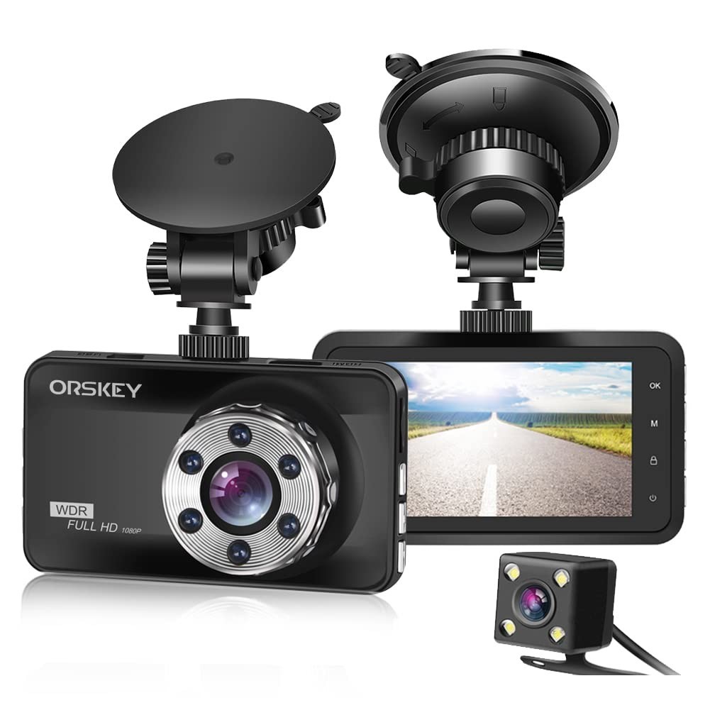 1080P Dual Dash Cam Front & Rear, Full HD Car Camera, 170° Wide Angle, Night Vis
