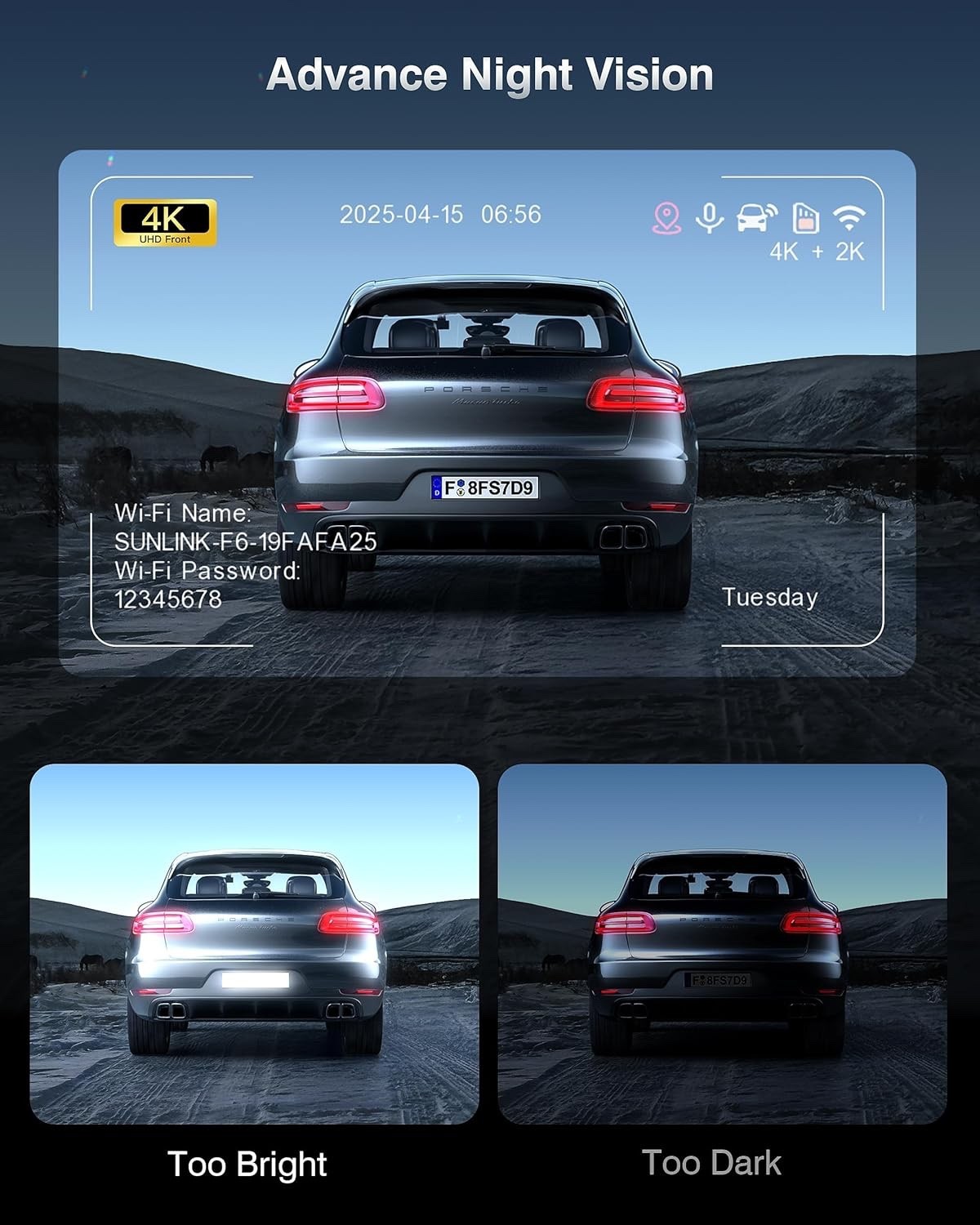 FAIMEE Dash Cam Front and Rear, 4K+2K Recording Dash Camera for Cars