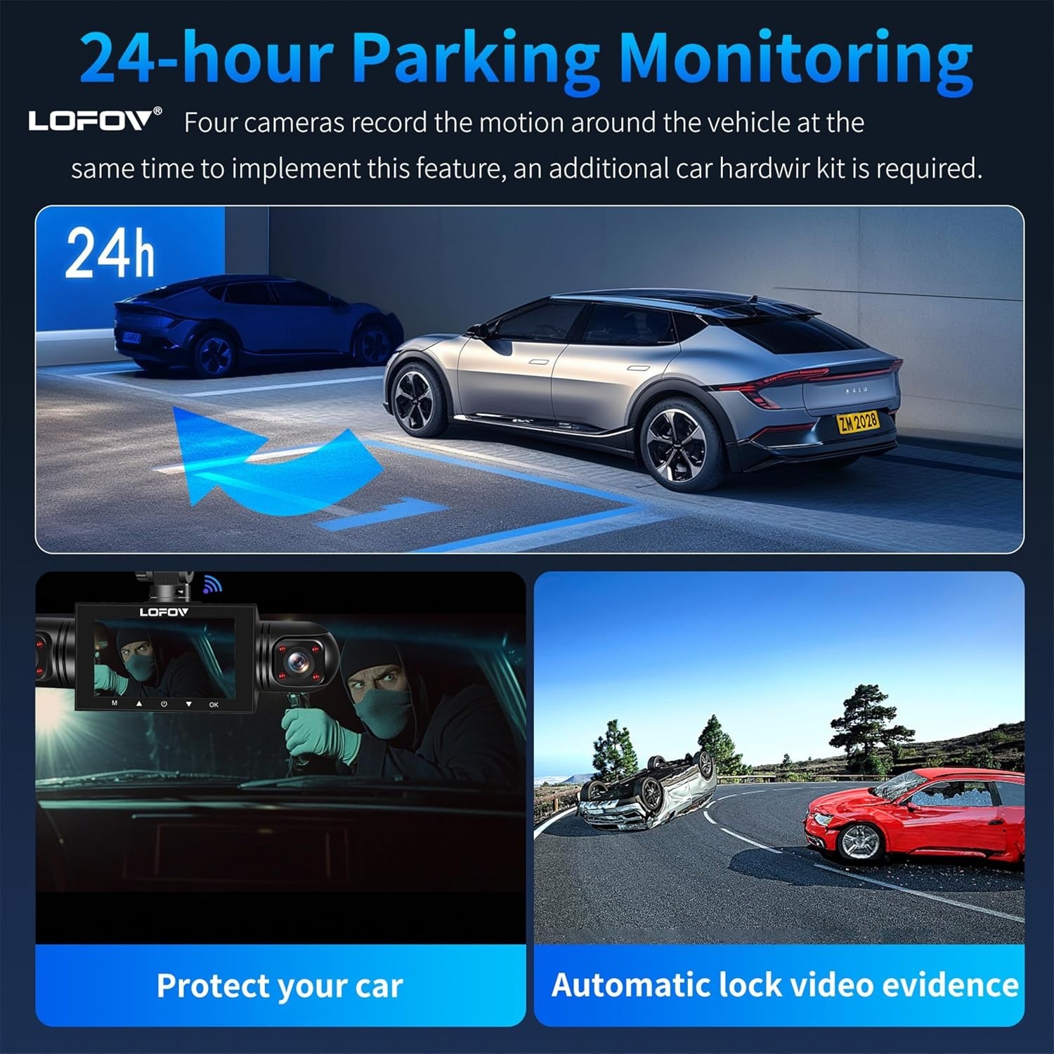 4 Channel Dash Cam 360° View 5G WiFi & APP Control, 2K Front and Rear Inside,…