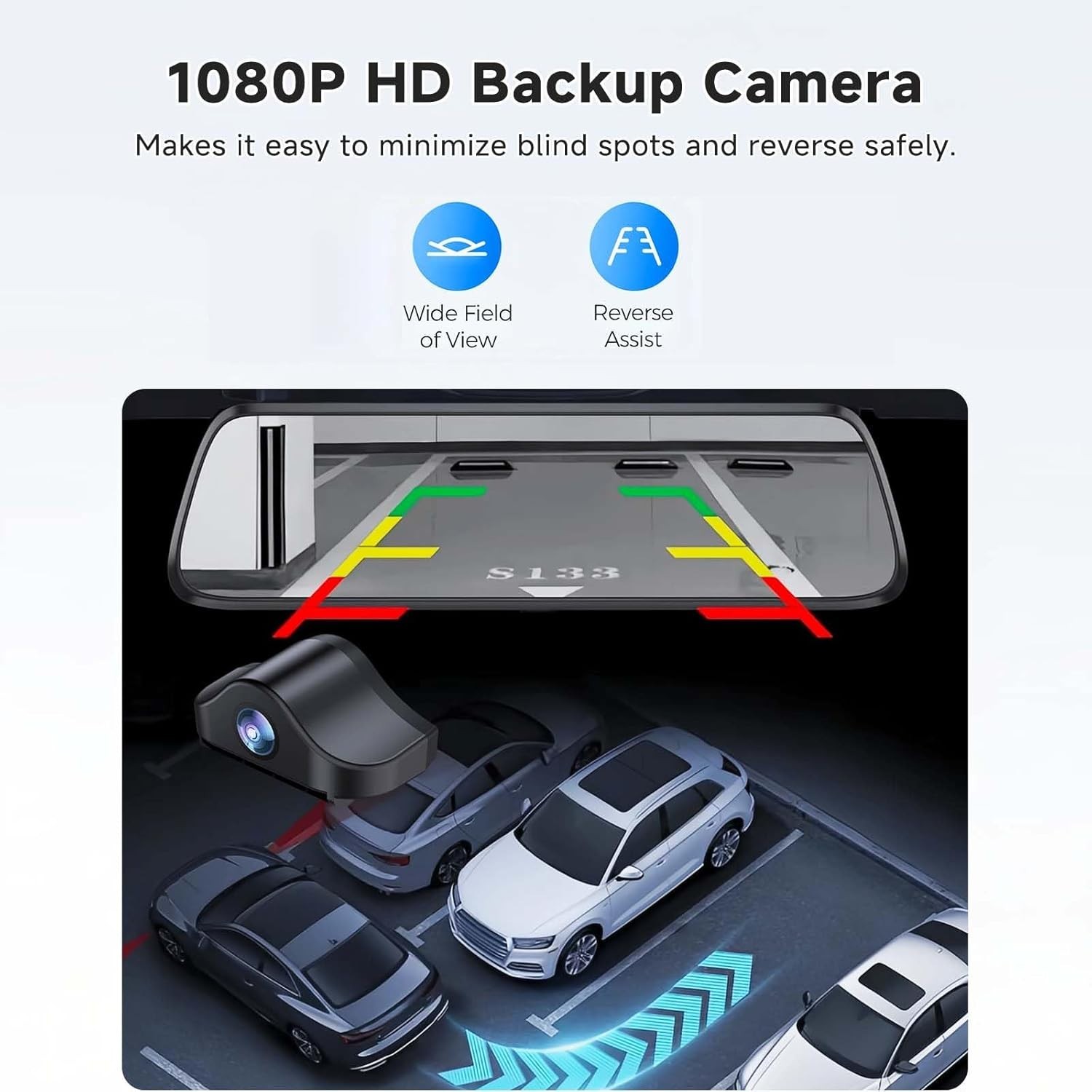 4K Mirror Dash Cam,Rear View Mirror Camera with WiFi,Dash Cam Front and Rear …