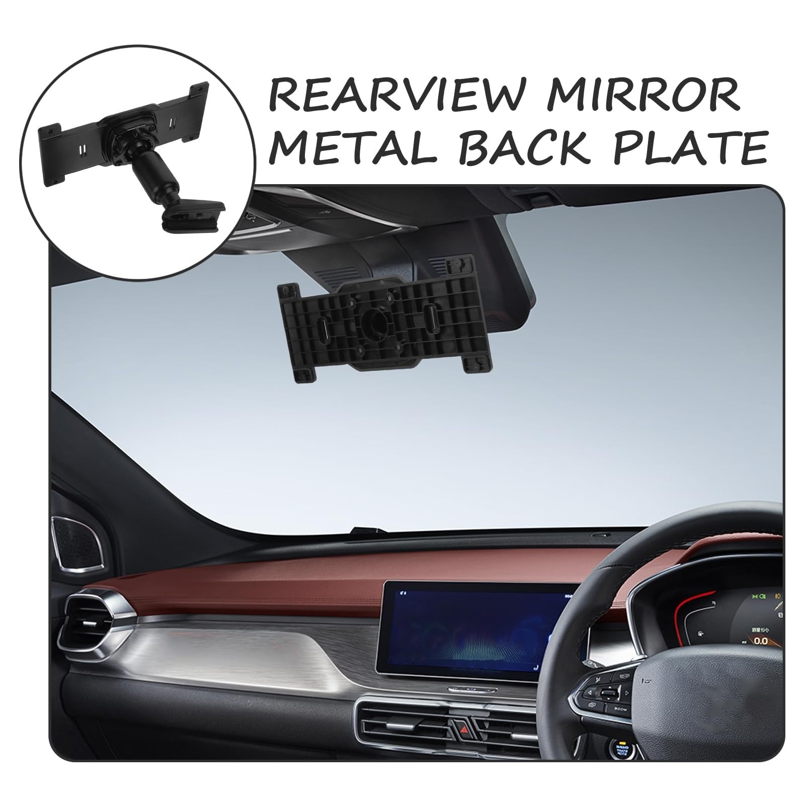 Dash Cam Mirror Mount Kit for 5.5″-12″ Rear View Cameras – Back Plate Panel