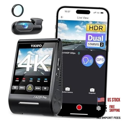 A229 Pro 4K HDR Dash Cam Front and Rear, Dual STARVIS 2 Sensors | 4K Front