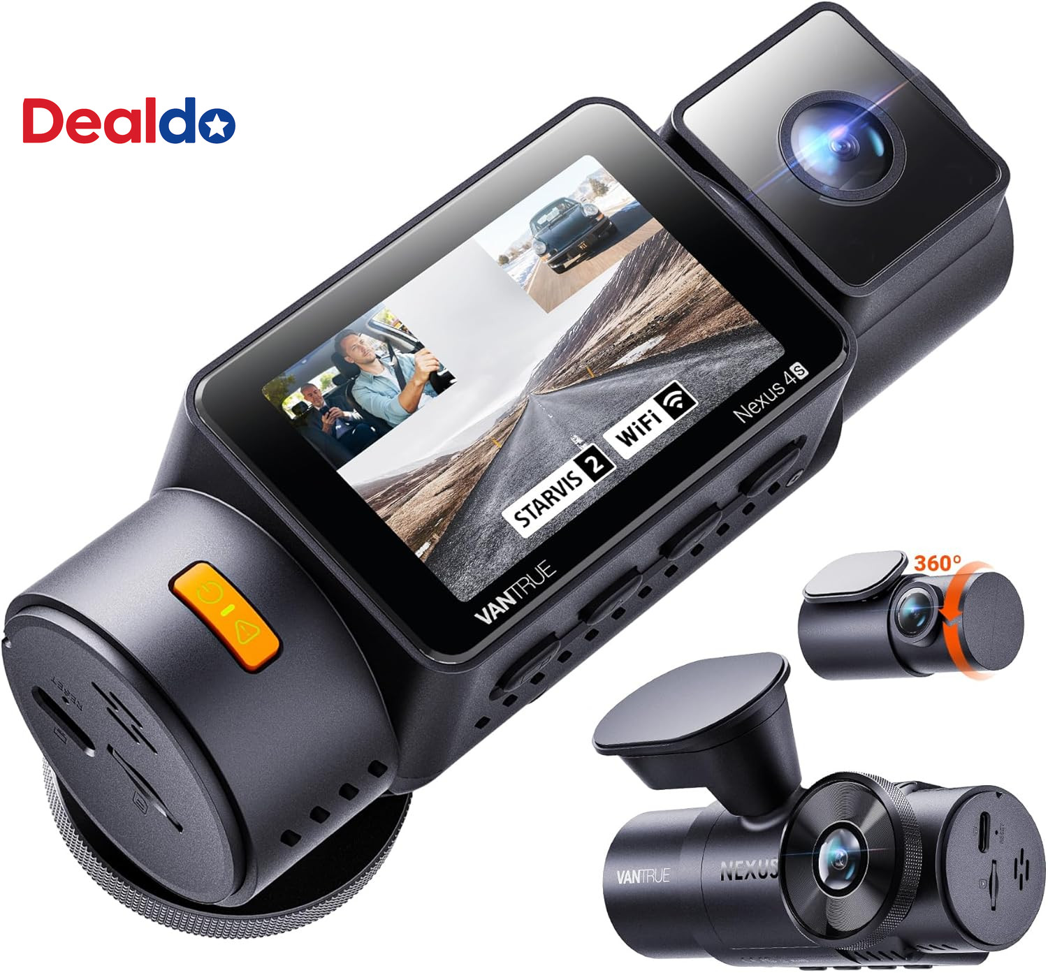 New N4S 3 Channel Dash Cam, Front Rear inside 2.7K+1440P+1440P Dashcam for Cars,