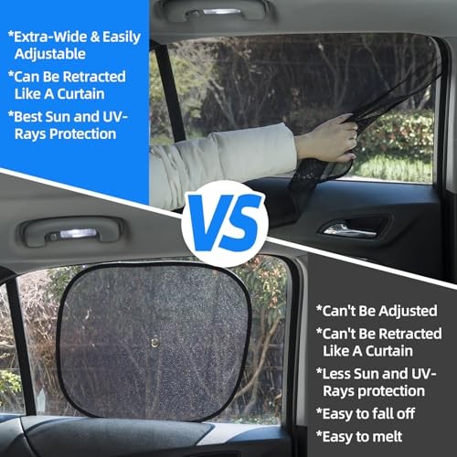 Magnetic Car Window Shades, Mesh Window Covers for Front+Rear Side 4Pcs black