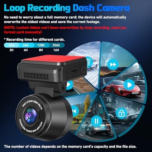 4K Front Dash Cam for Cars, WiFi & APP Control, 170° Wide Angle, Night Vision, G