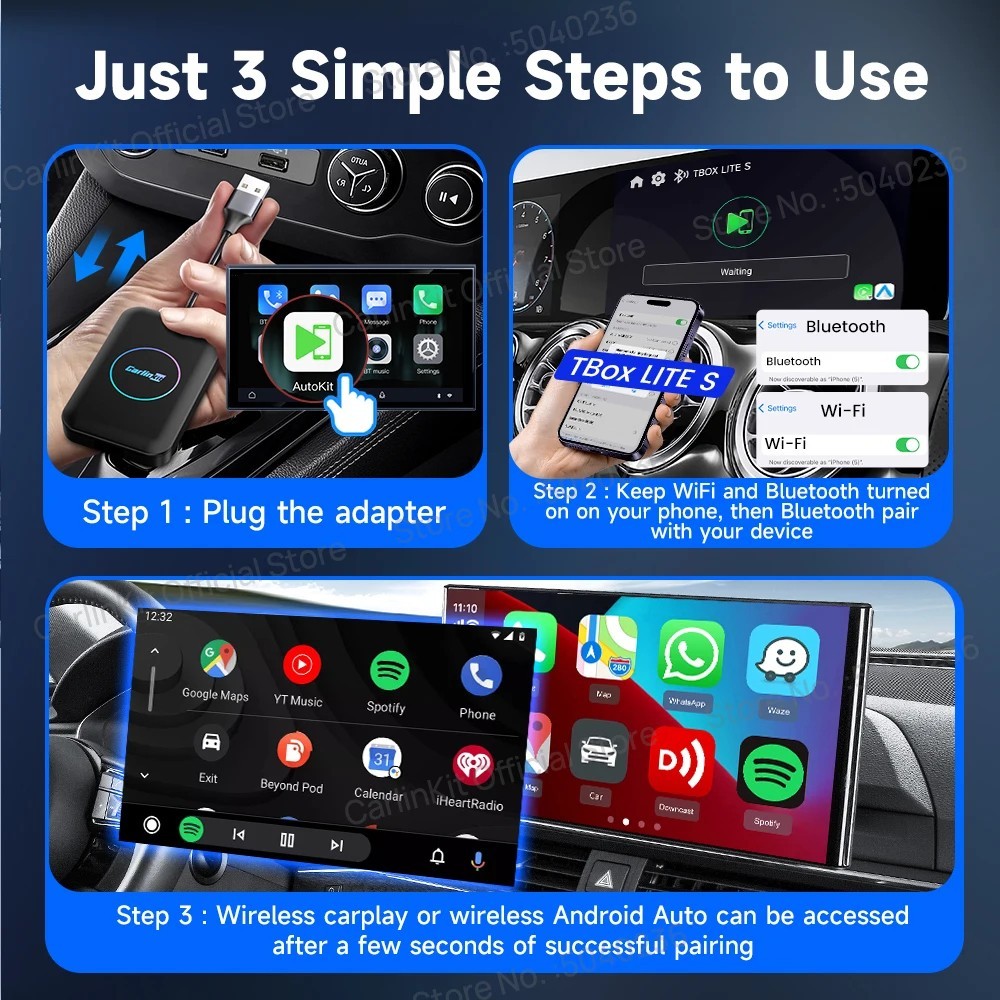 CarlinKit Tbox Lite S Wireless Android Auto CarPlay AI Box 4GB+32GB Youtube
