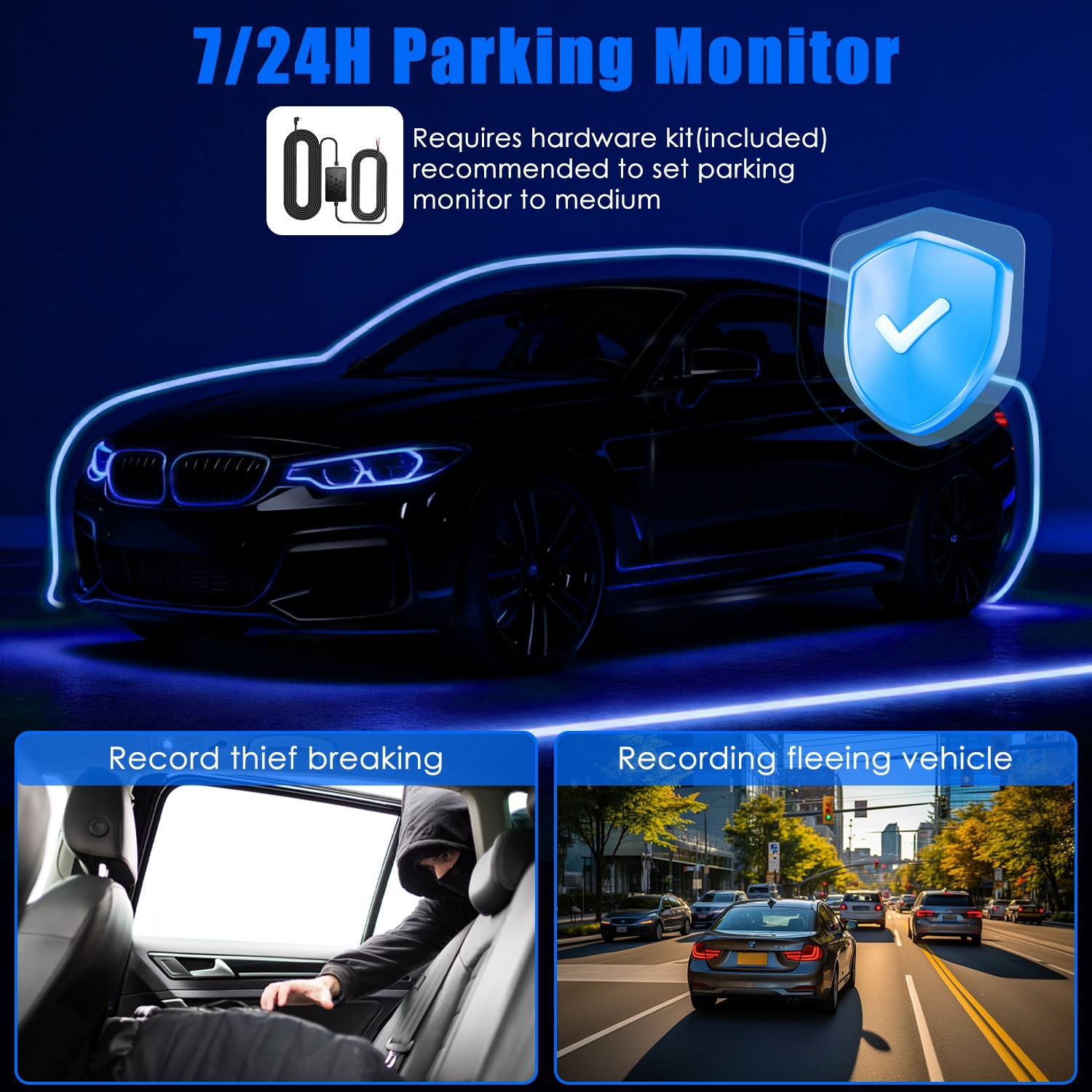4 Channels Car Dash Cam 1080P HD 140° Front Rear Camera Video Recorder G-Sensor