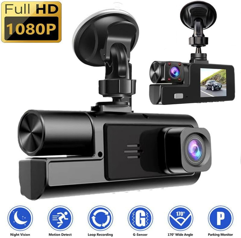 Camara Auto Dual 1080P Frontal Interior 170 Grados WDR G Sensor Vision Nocturna