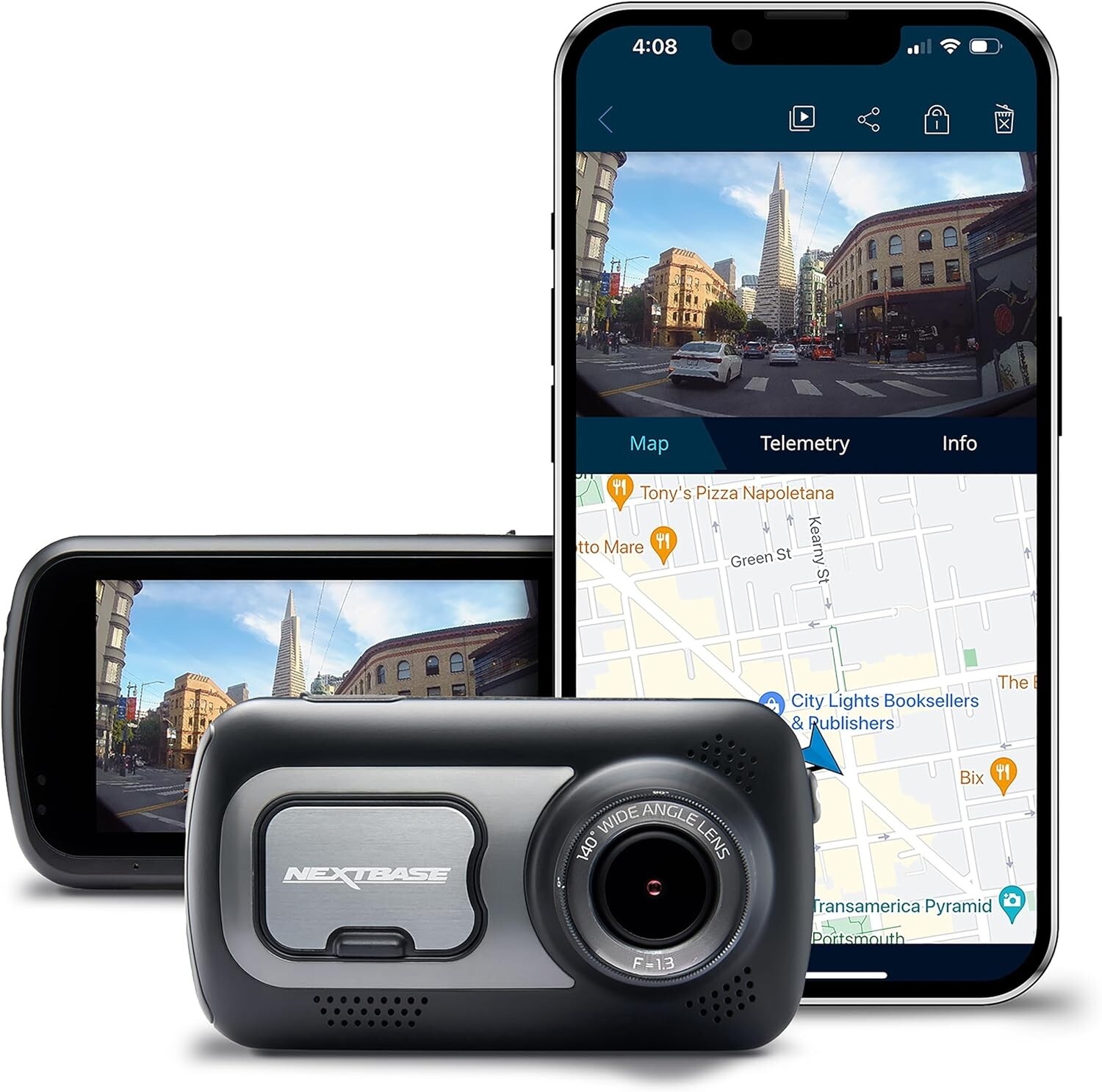 Nextbase 522GW Dash Cam 1440P/30fps Quad HD w/ Wi-Fi GPS Bluetooth NEW