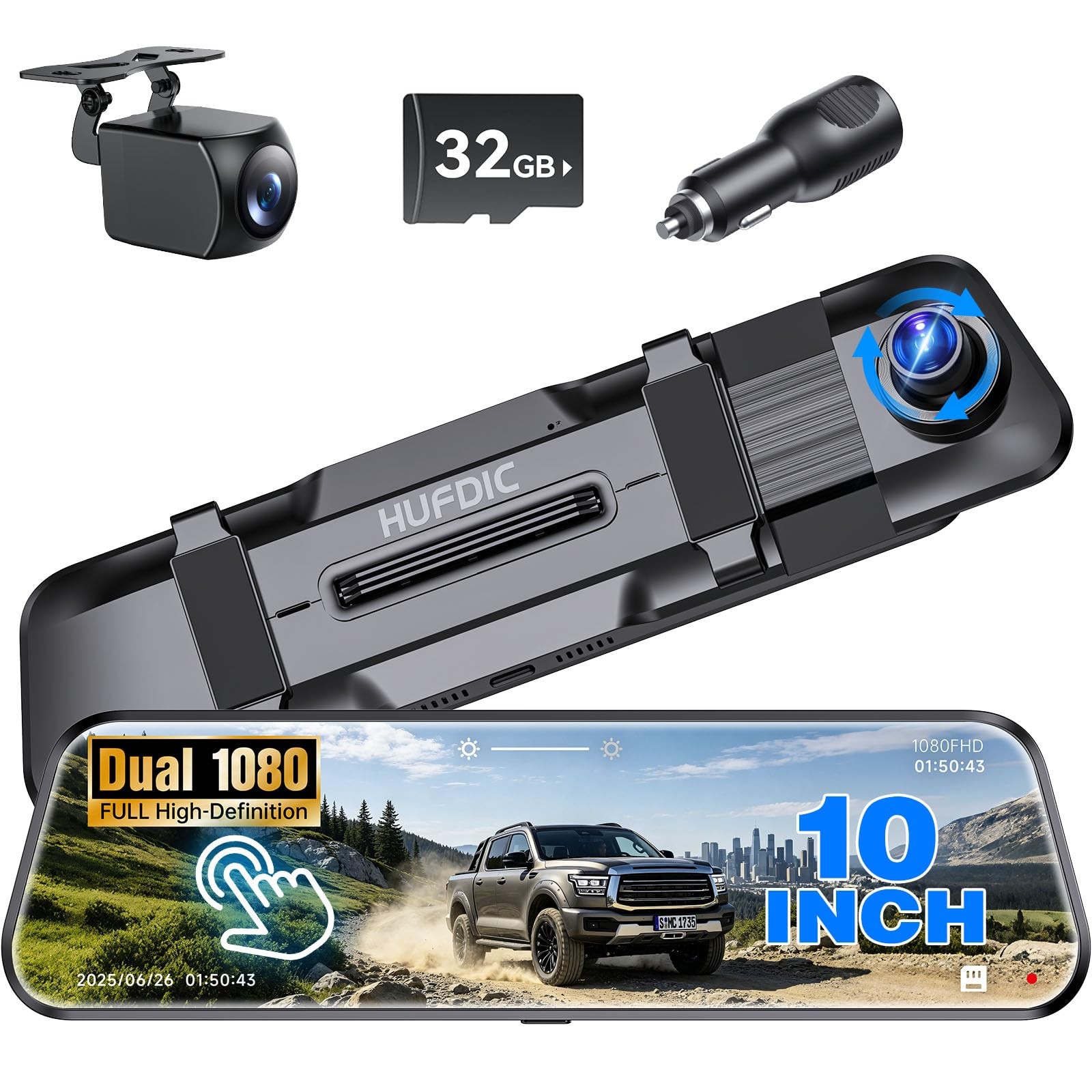 Espejo Retrovisor Con Camara Tactil Y Tarjeta De Memoria Estilo De Lujo