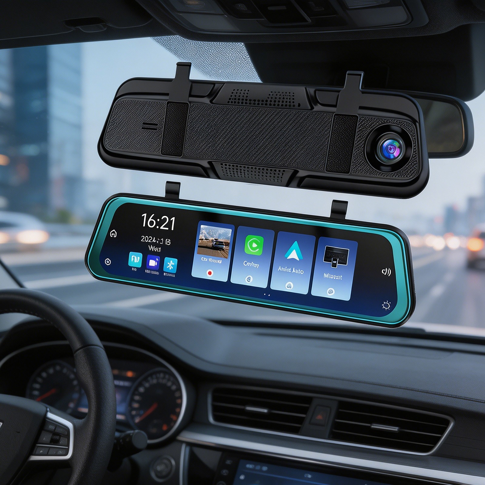4K 10″ Rear View Mirror Camera, Dash Cam Front and Rear for Car