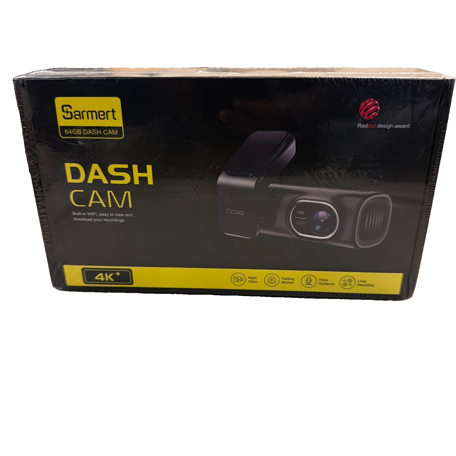 Sarmert 64GB Dash Cam 4K Built In WiFi Night Vision Voice Guidance New In Box