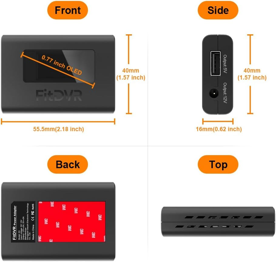 Dash Cam Power Adapter (10-Pin) for for Hyundai, Kia, Genesis, LED Display USB P