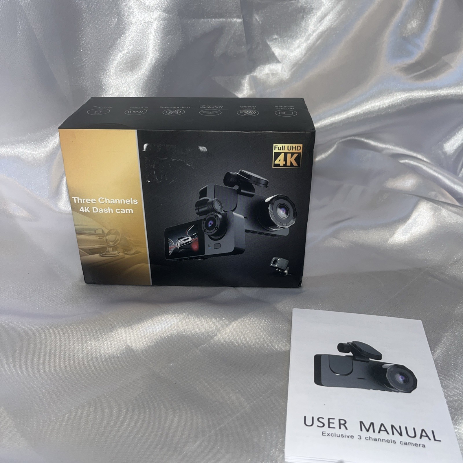 NEW 3 Channel 4K Car Dash Cam 4K+1080P+1440P Dash Cam Front, Rear, and Inside
