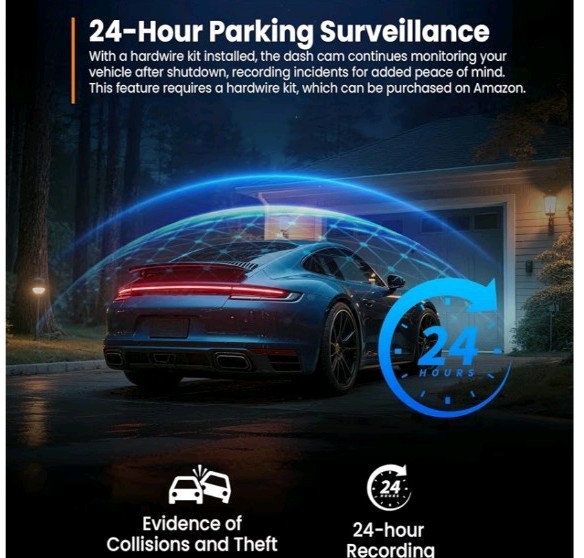 4K Dash Cam Front with Built-in WiFi, Dash Camera for Cars, 32GB Card Included