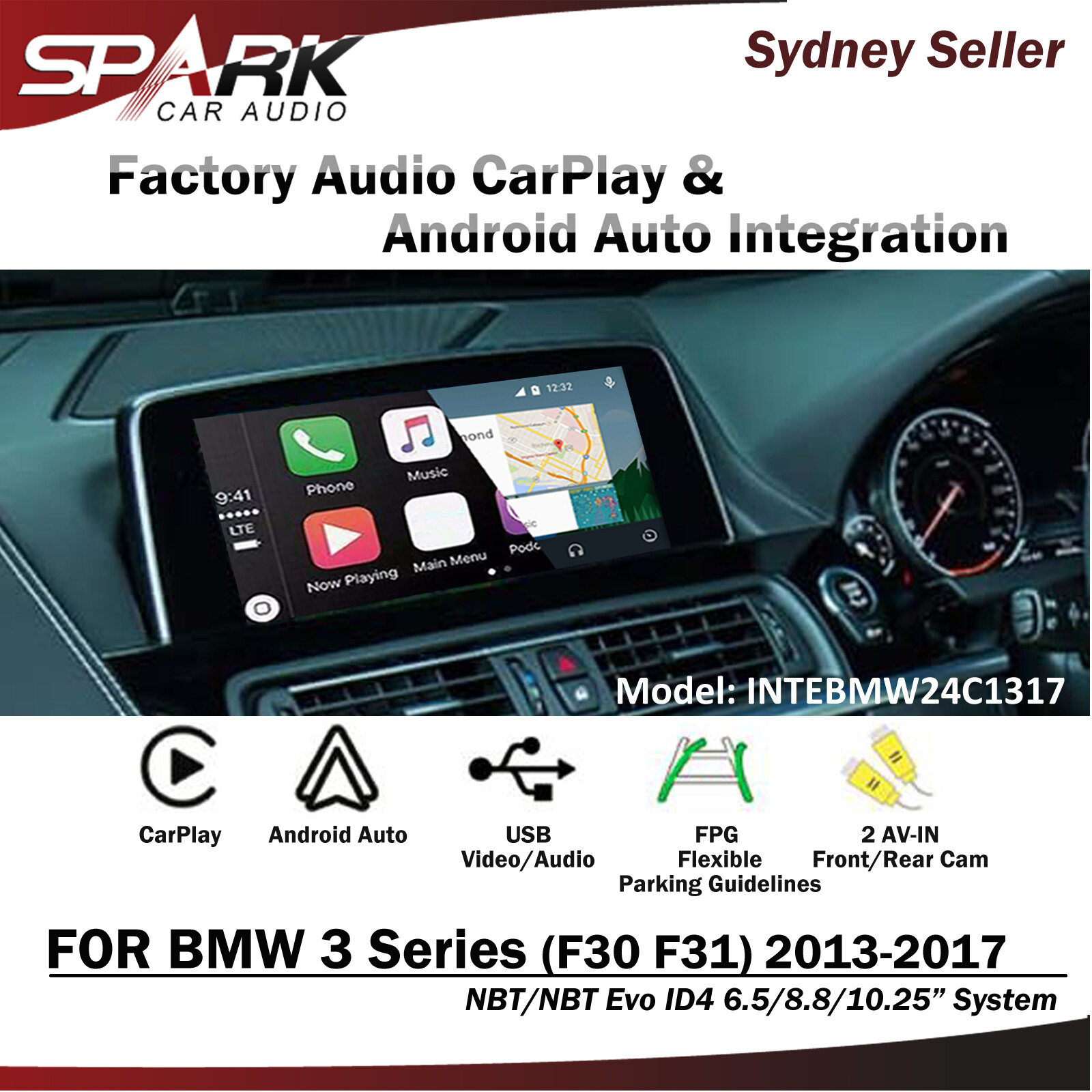WIRELESS CARPLAY ANDROID AUTO MIRROR LINK FOR BMW 3 SERIES NBT EVO ID4 2013-2017