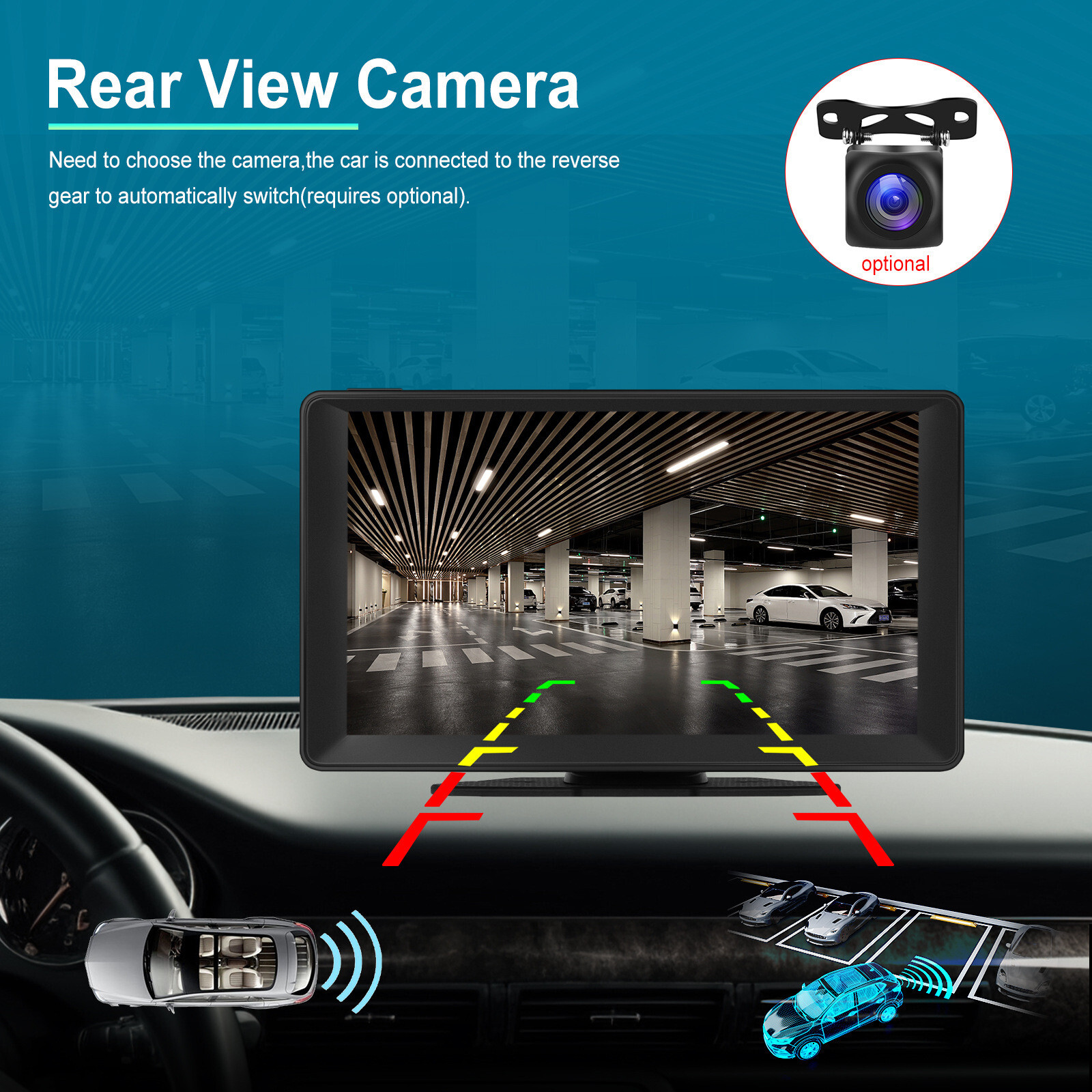 Car DVR Dash Cam Front Camera MP5 Player Radio For Carplay Bluetooth AUX 9in