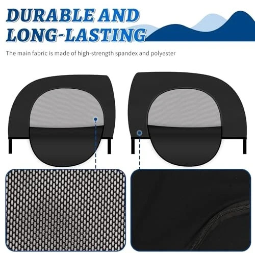 4PCS Upgraded Car Window Shades with Zipper—Mesh Breathable Covers