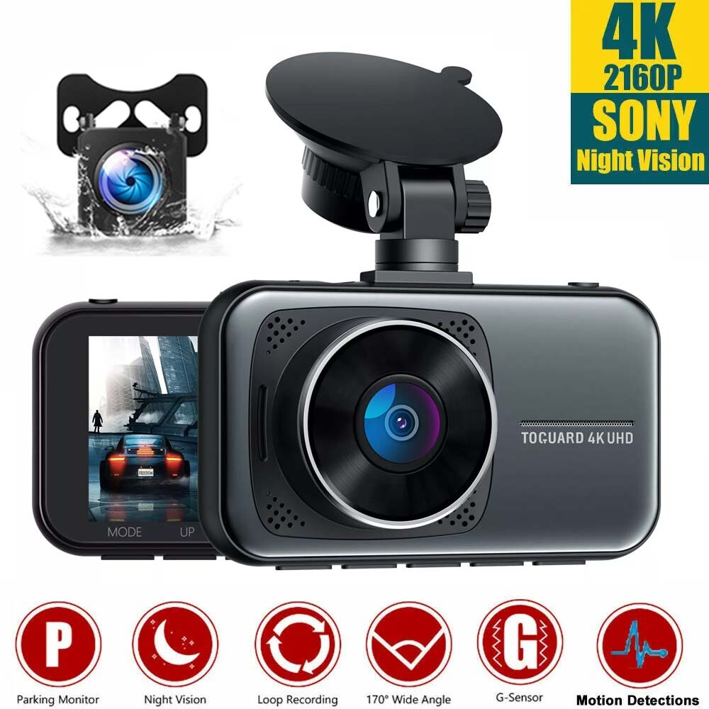 TOGUARD 4K UHD Dual Dash Cam Car Dashboard Camera Drive Recorder Parking Monitor