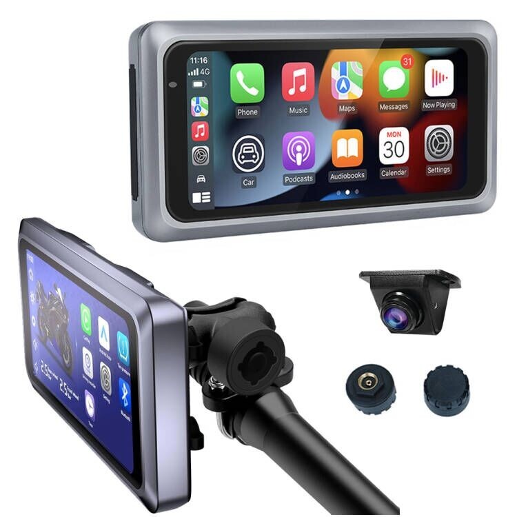 6.25 Inch Motorcycle Dash Cam Dual BT Wifi Carplay TPMS Tire Pressure Navigation