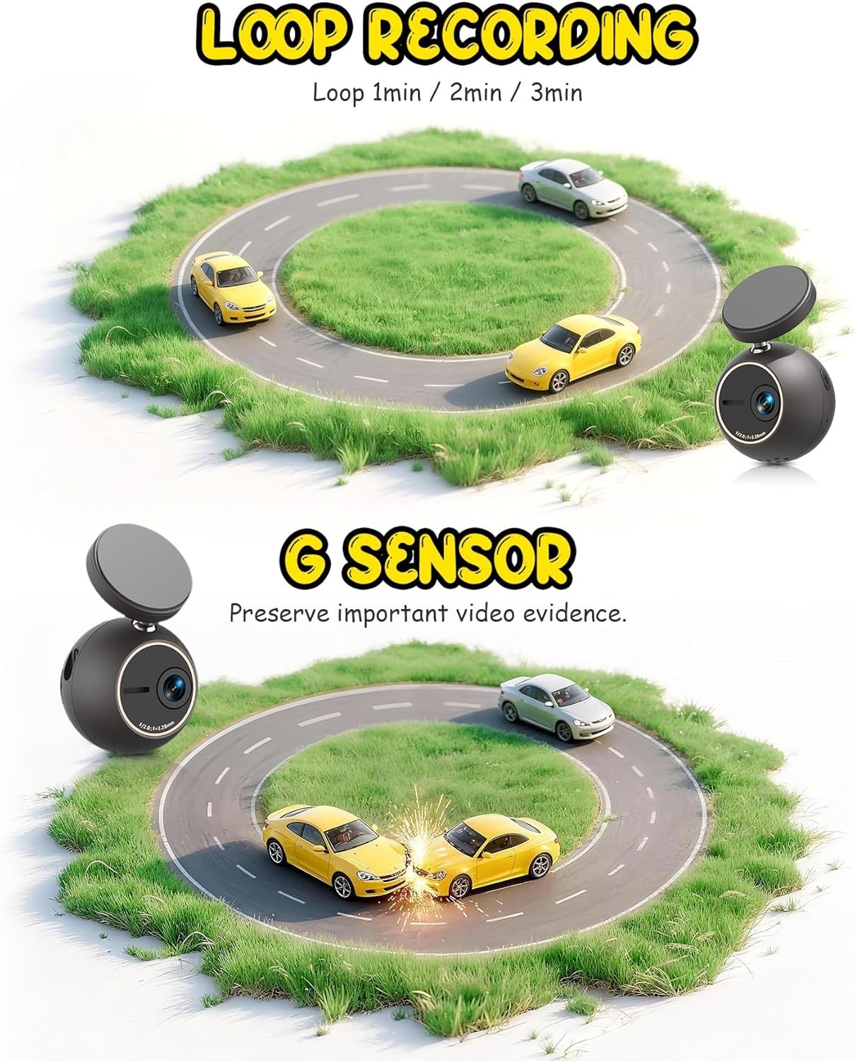 360° Rotatable Mini Dash Cam with Smart Voice Control & NightEagle Engine