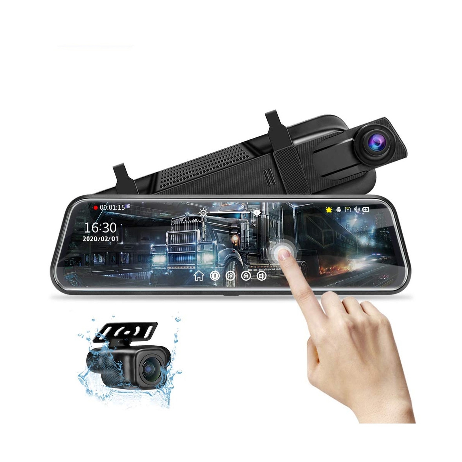10” Mirror Dash Cam Night Vision 1080P FHD Full Touch Screen Front and Rear …