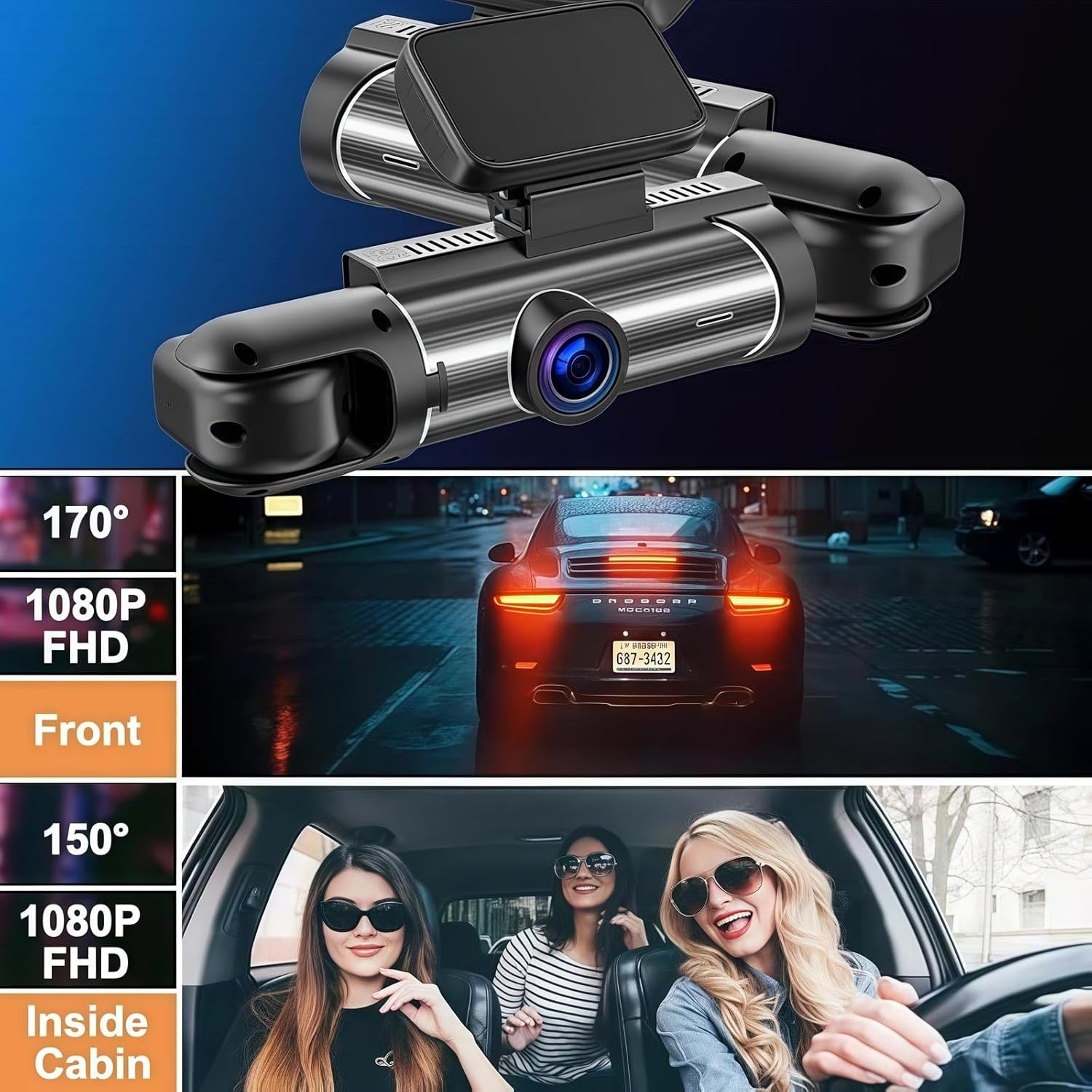 Vigil Dash Cam Original – New & Improved 2025 Model for Front, Rear and Interior