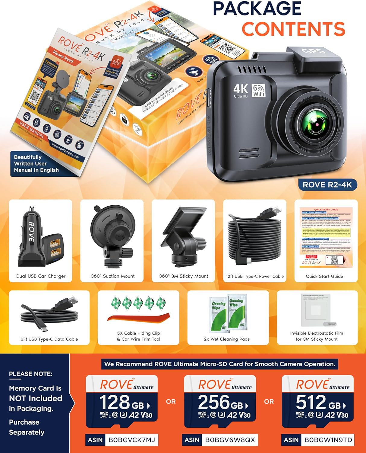 R2-4K Dash Cam Built-In Wifi GPS Car Dashboard Camera Recorder with UHD 2160P, 2