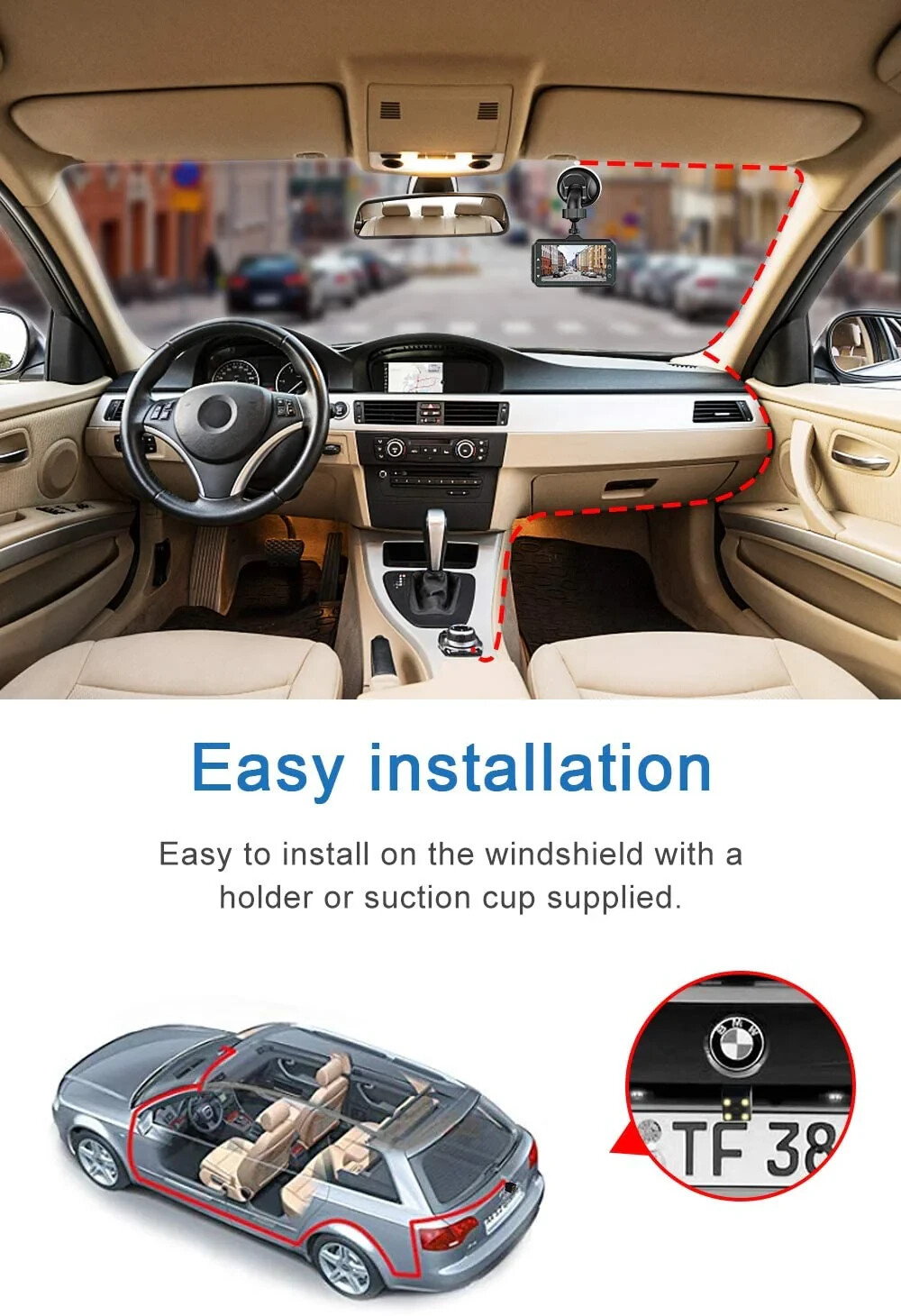 Full HD Dual Dash Camera D1 For Car ( Front And Rear) Video Recorder