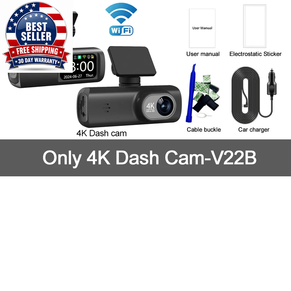UHD 4K Dash Cam Dual Lens Driving Recorder Car DVR 1080P Rear Lens Camera Built-