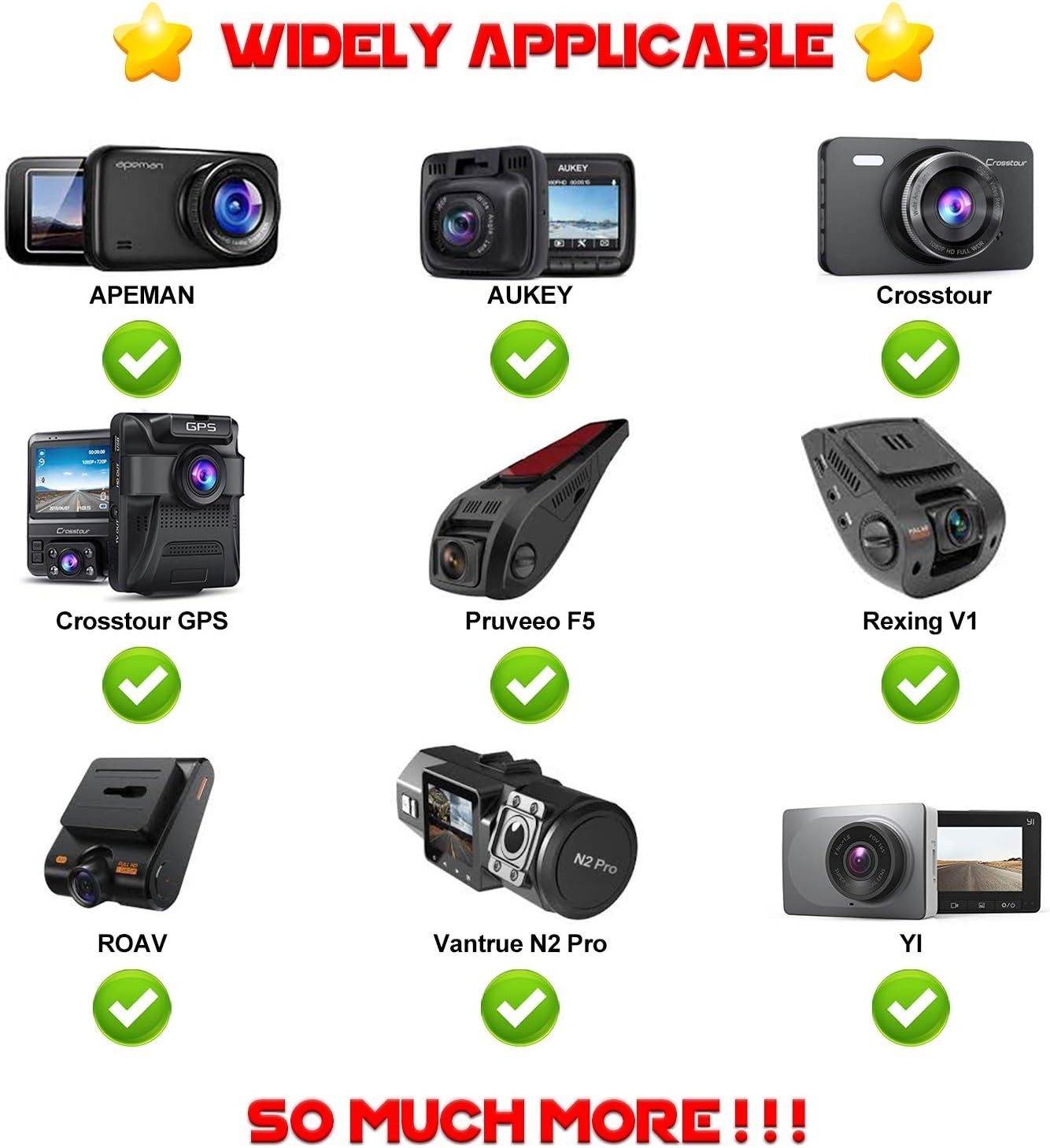 Universal Dash Cam Mount Rear View Mirror Holder with 16 Different Joints Compat