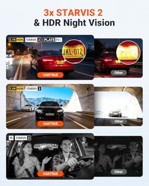 New N4S 3 Channel Dash Cam, STARVIS 2 Night Vision, Front Rear Inside Dashcam