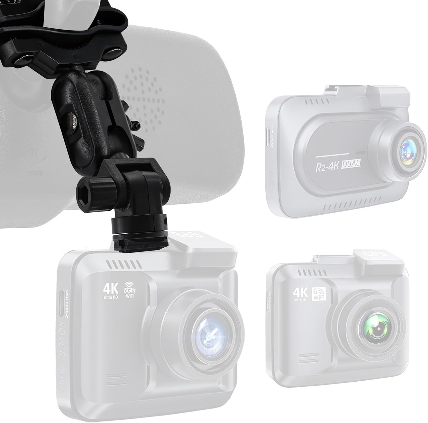 Rearview Mirror Dash Cam Mount Holder for Rove R2-4K Series & Insignia Cam