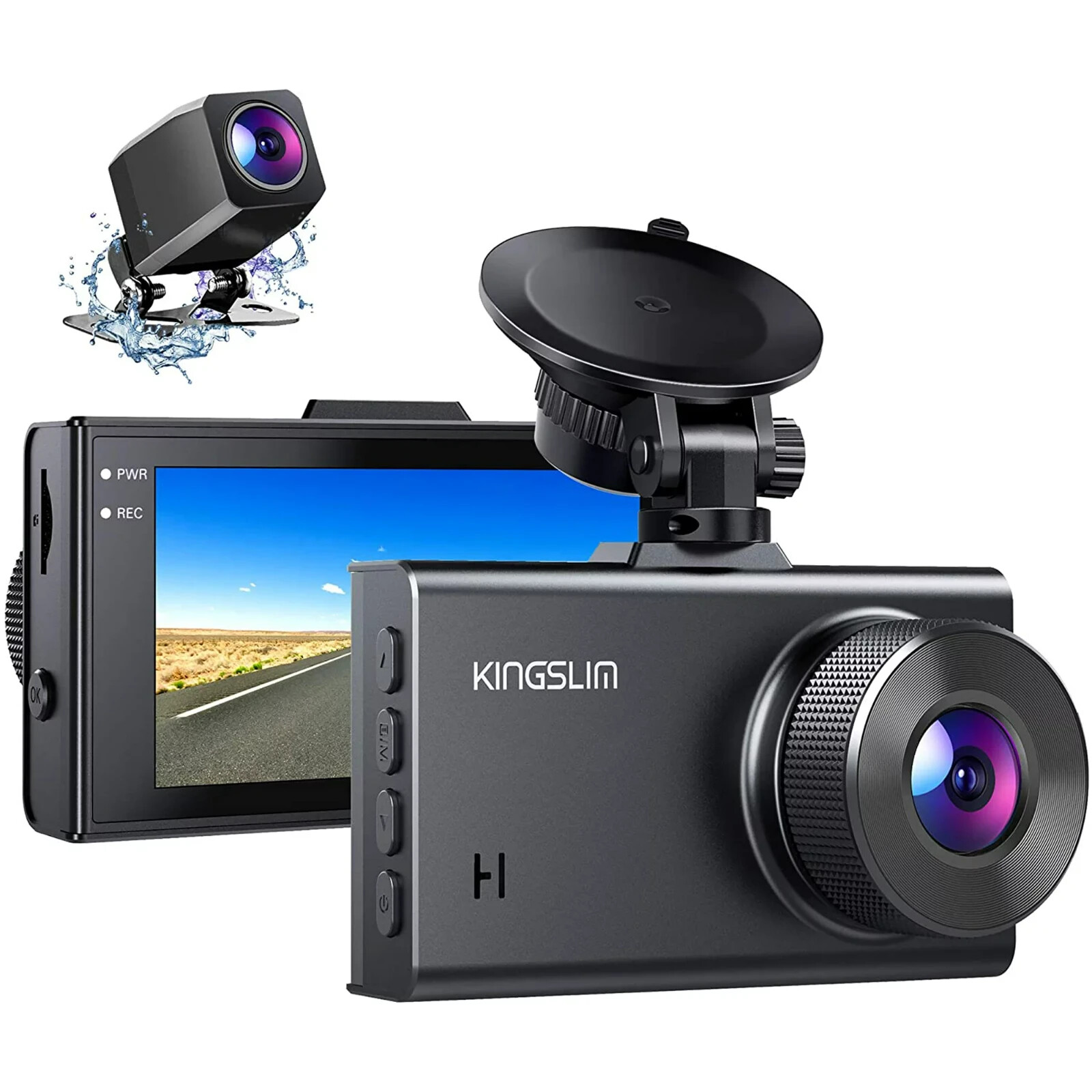 Kingslim D2 2.5K Dual Dash Cam Front Rear Camss 170 Degree Night Vision