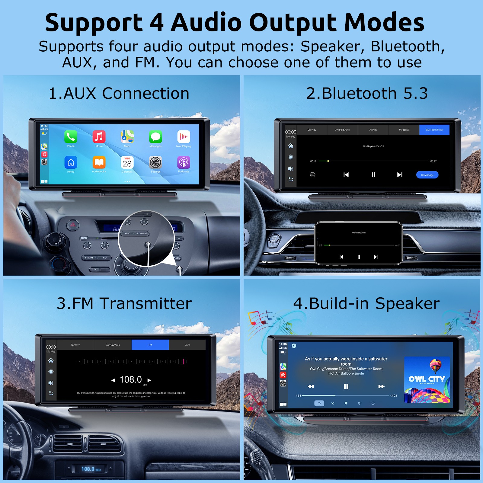 8.1inch Portable 4K Car Stereo Wireless Apple Carplay Auto Touch Screen BT Radio