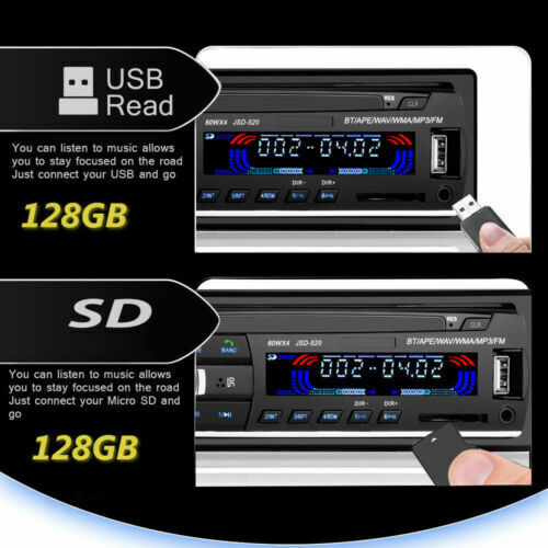 Single 1 Din Bluetooth Car Stereo Radio MP3 Player In-Dash FM USB SD AUX Input