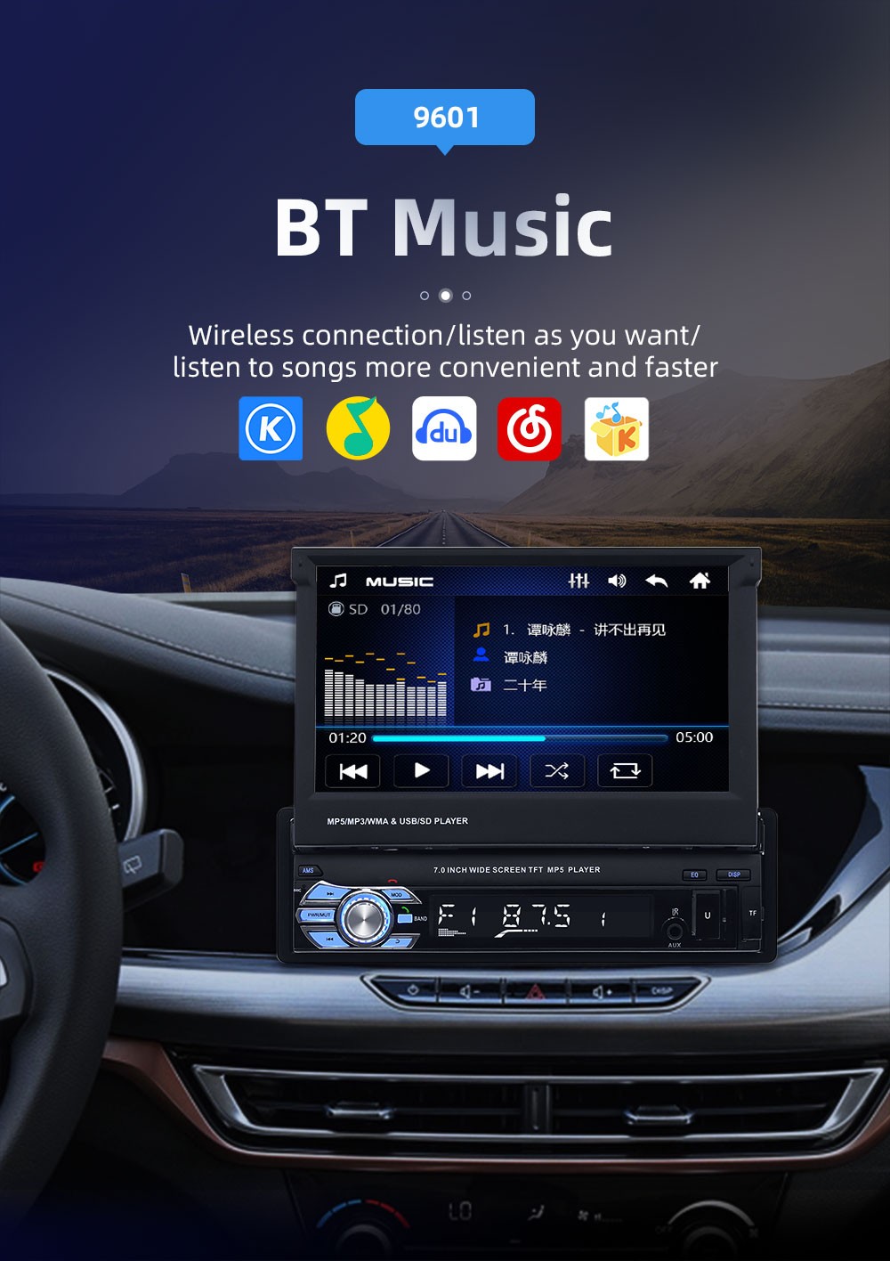 Single 1 DIN 7″ Flip Out Car Radio Stereo Bluetooth FM MP5 Player Touch Screen